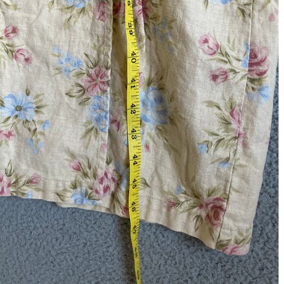 Vintage TY Original Wear Midi Dress Petite Large Linen Floral Cream Retro Y2K PL - Picture 11 of 13